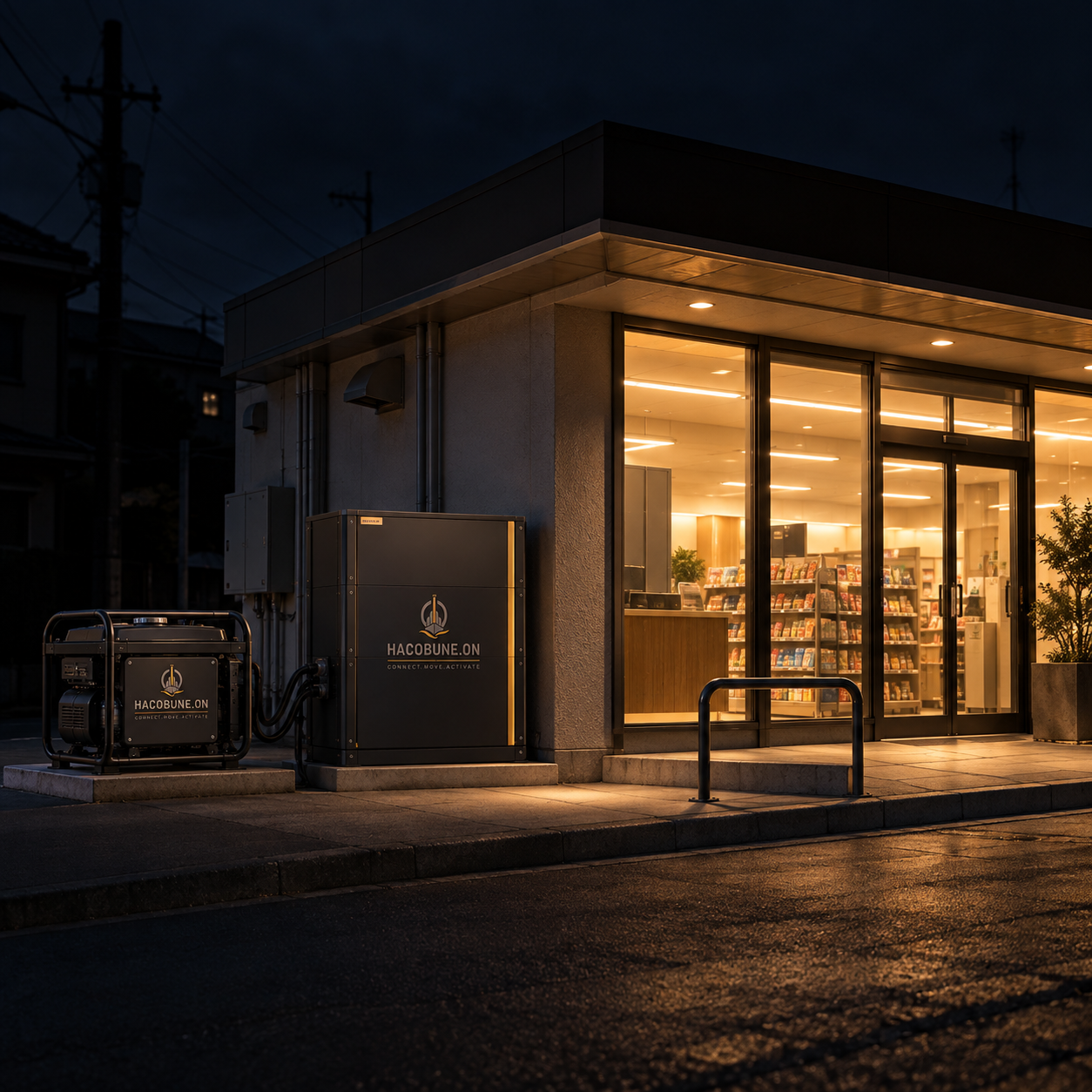 停電時も非常用電源で灯りを保つ店舗